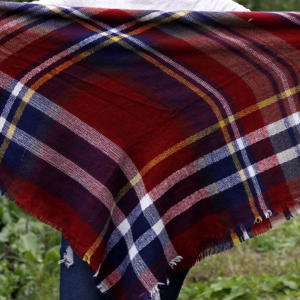 THREE LEFT!! Classic Plaid Blanket Scarf Wrap - Picture 4 of 4